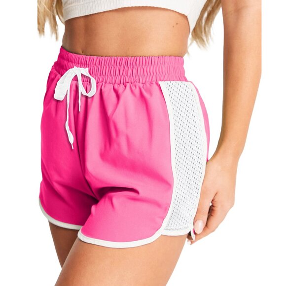 Women's Active Durable Flexible Workout Gym Chic Mesh Patchwork Detailing Shorts - Picture 14 of 15